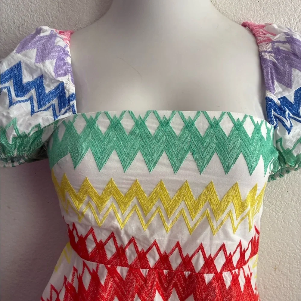 🆕Yumi Kim Anthropologie Embroidered Eliza Top Rainbow Cherise Blouse XS🆕